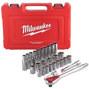 MILWAUKEE 1/2 RATCHET AND SOCKET SET METRIC - 28 PC